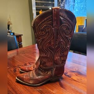 Vintage 1990s Womens Dr. Adams Leather Cowboy Boots.‎ Red Brown Colour. Size 7.